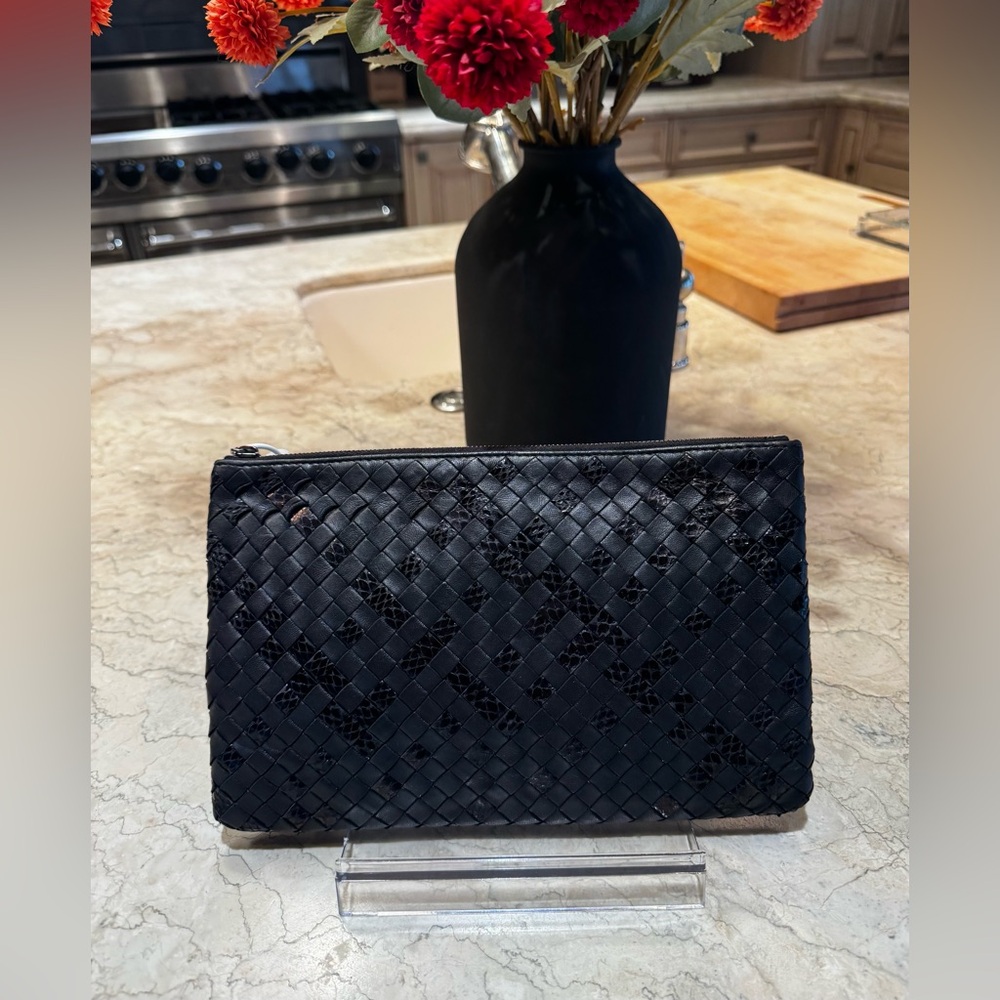 Bottega Veneta Intrecciato Snakeskin Clutch
